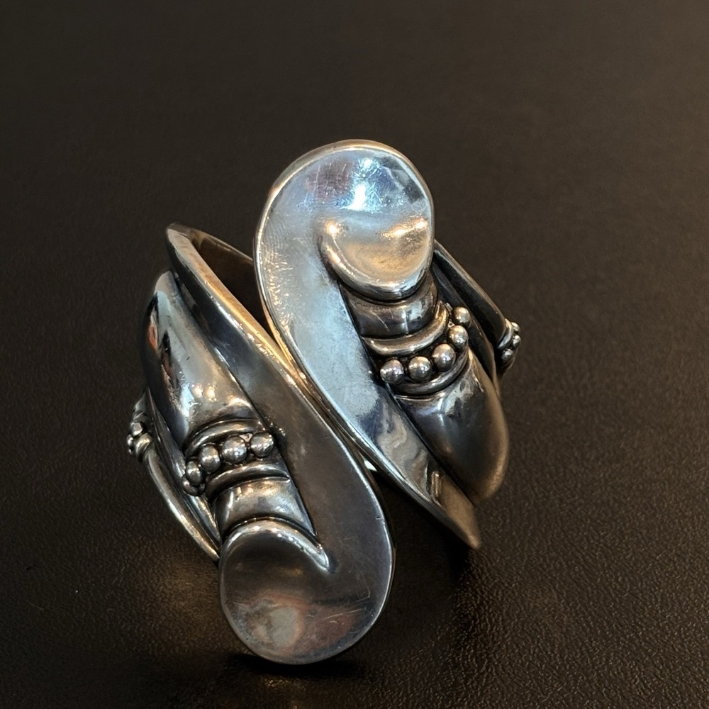 VTG Taxco Mexico Sterling Silver Stamped Margo De Taxco Style Clamper Bracelt